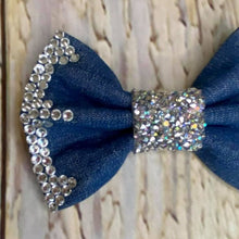 Load image into Gallery viewer, Denim and bling bow tie
