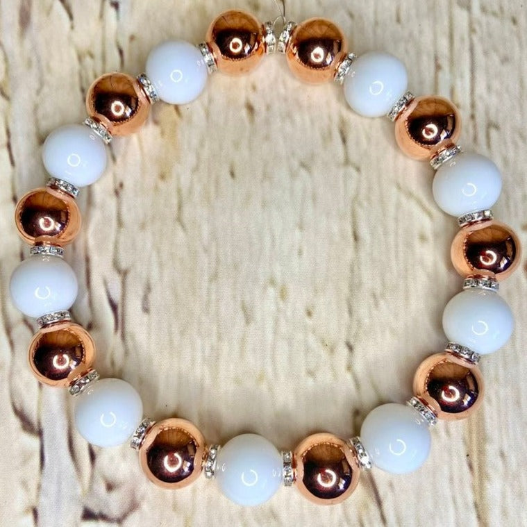 Rose Gold & White -  Bead necklace