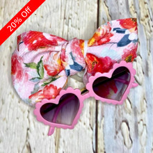 Load image into Gallery viewer, Pretty in Pink and Flowers sunnies and bow
